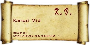 Karsai Vid névjegykártya